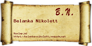 Belanka Nikolett névjegykártya